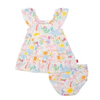 sunny day vibes modal magnetic little baby dress + diaper cover set