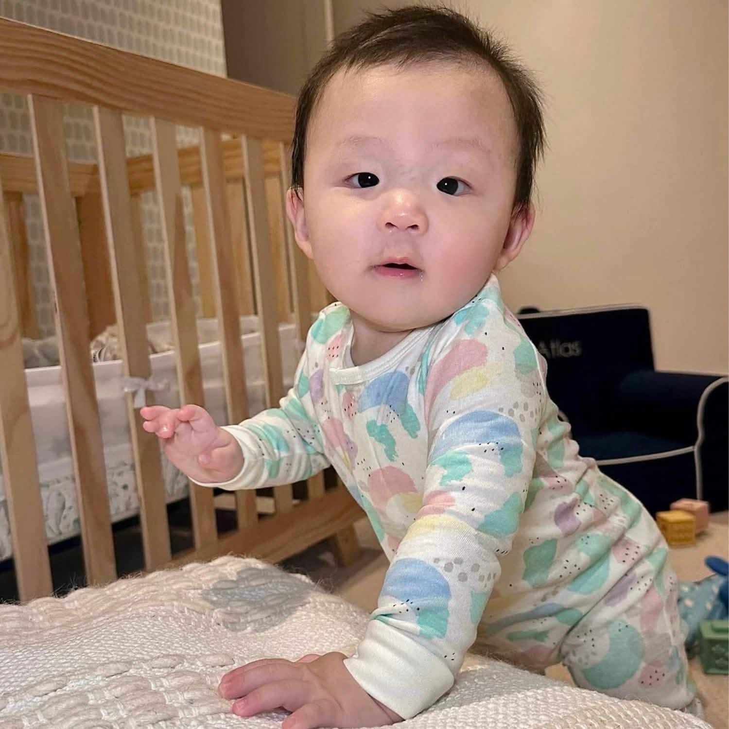 watercolor organic cotton magnetic coverall