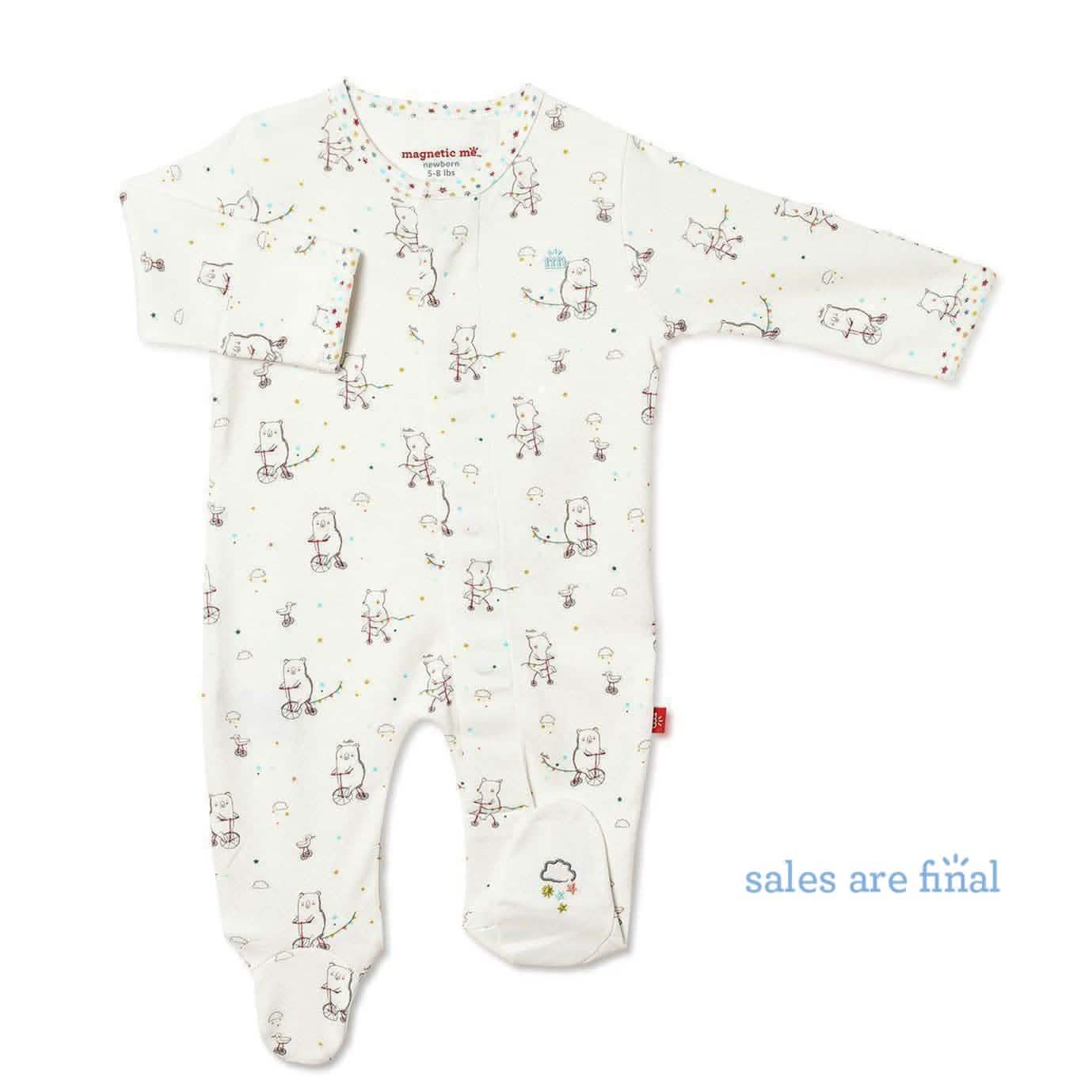welcome baby organic cotton magnetic footie - re-loved