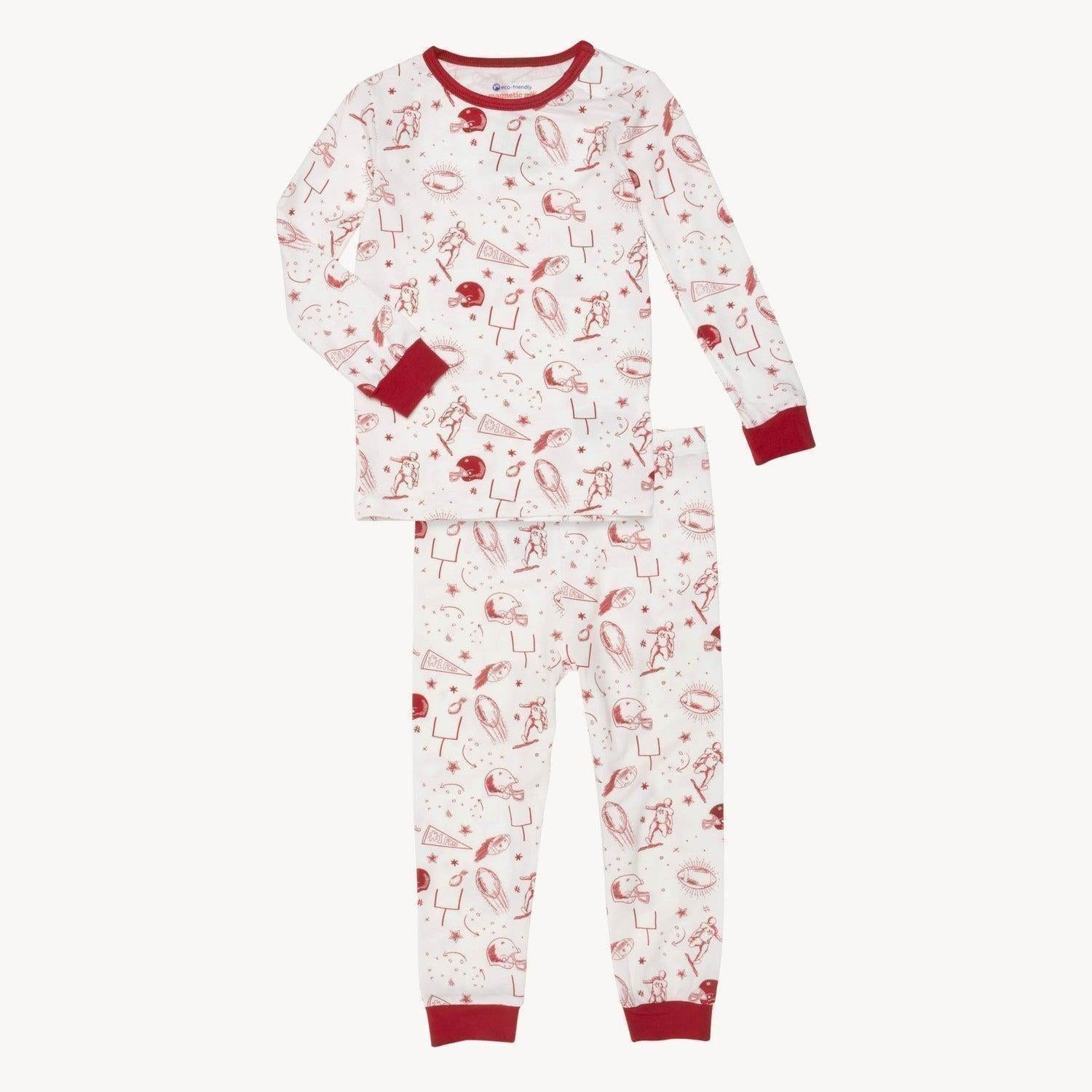 white game day modal magnetic no drama pajama kids long sleeve set