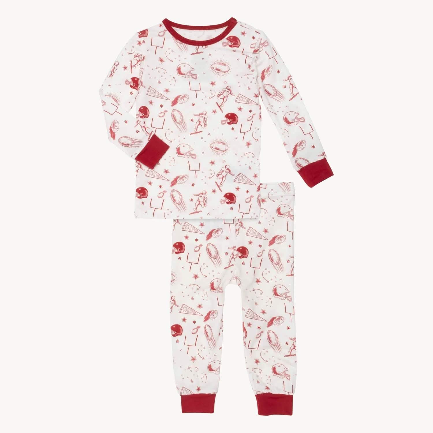 white game day modal magnetic no drama pajama toddler long sleeve set