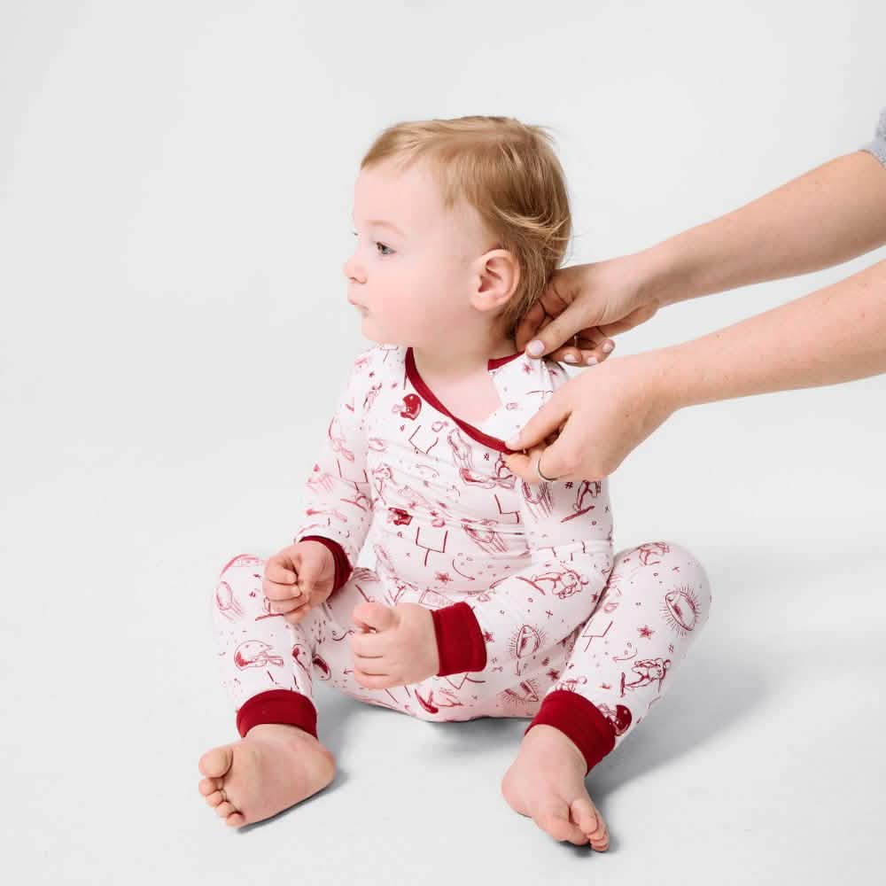 white game day modal magnetic no drama pajama toddler long sleeve set