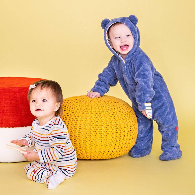 winter sky stripe Minky Magnetic Pram - re-loved