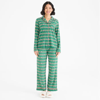 women's christmas can can modal magnetic classic with a twist long sleeve pajama set