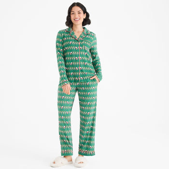 women's christmas can can modal magnetic classic with a twist long sleeve pajama set