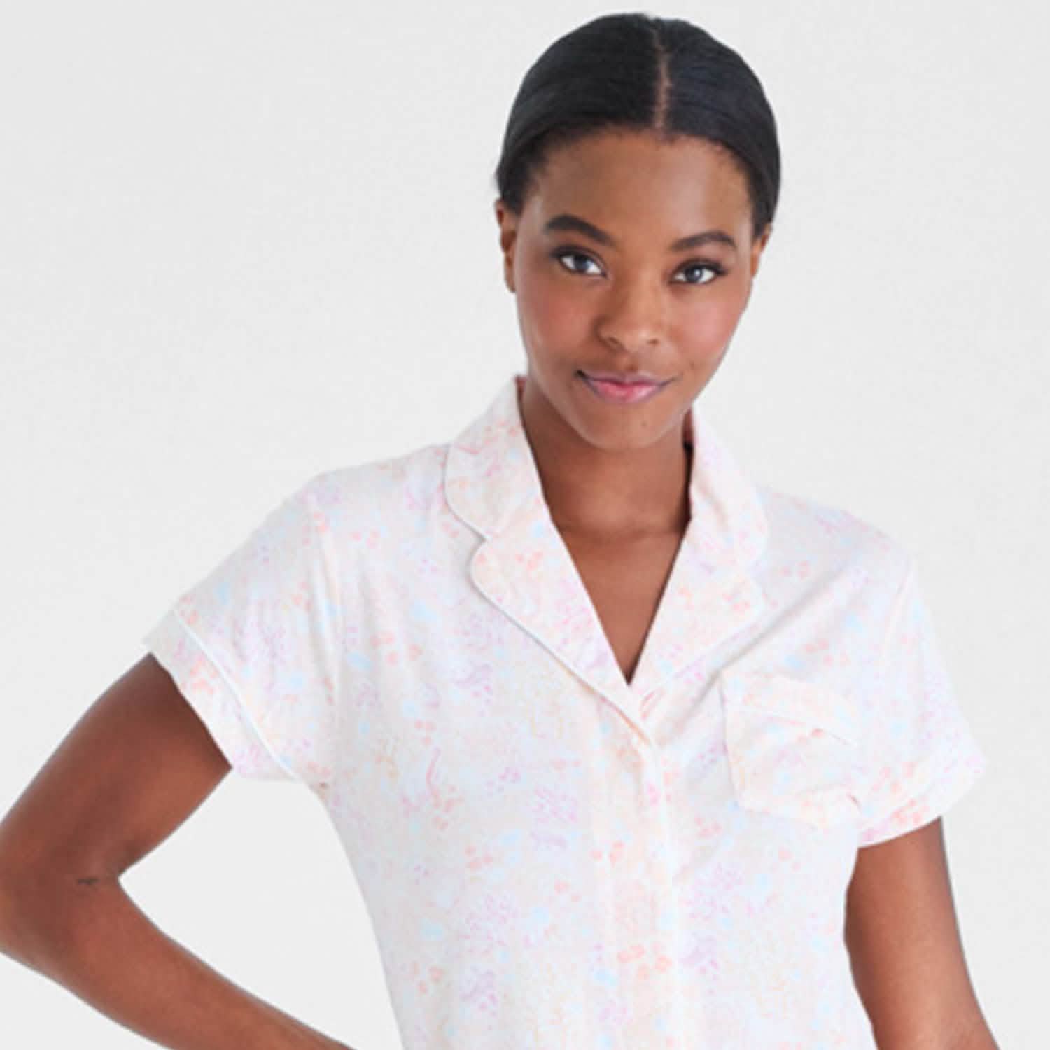 women's coral floral modal magnetic classic with a twist short sleeve pajama set