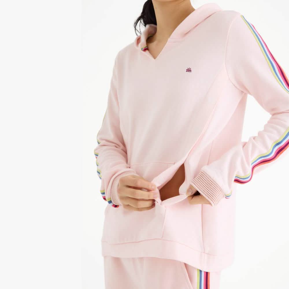 women's crystal pink cotton magnetic nursing hoodie
