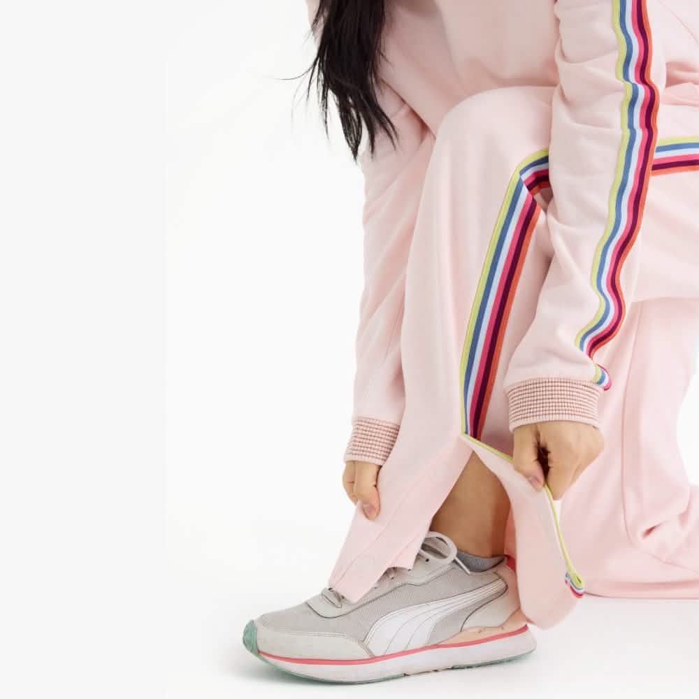 women's crystal pink cotton magnetic track pant