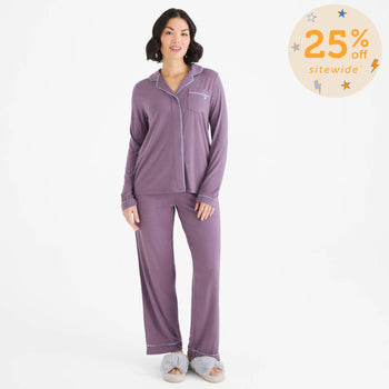 women's eggplant modal magnetic classic with a twist long sleeve pajama set