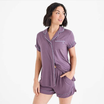 women's eggplant modal magnetic classic with a twist short sleeve pajama set