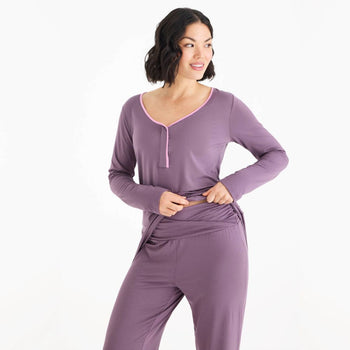 women's eggplant modal magnetic signature long sleeve pajama set