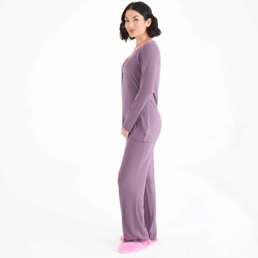 women's eggplant modal magnetic signature long sleeve pajama set