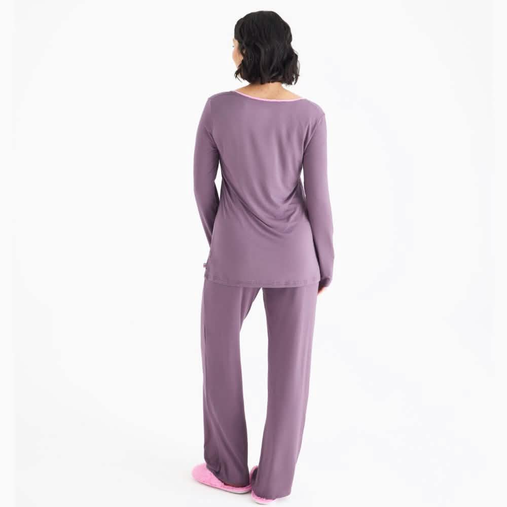 women's eggplant modal magnetic signature long sleeve pajama set