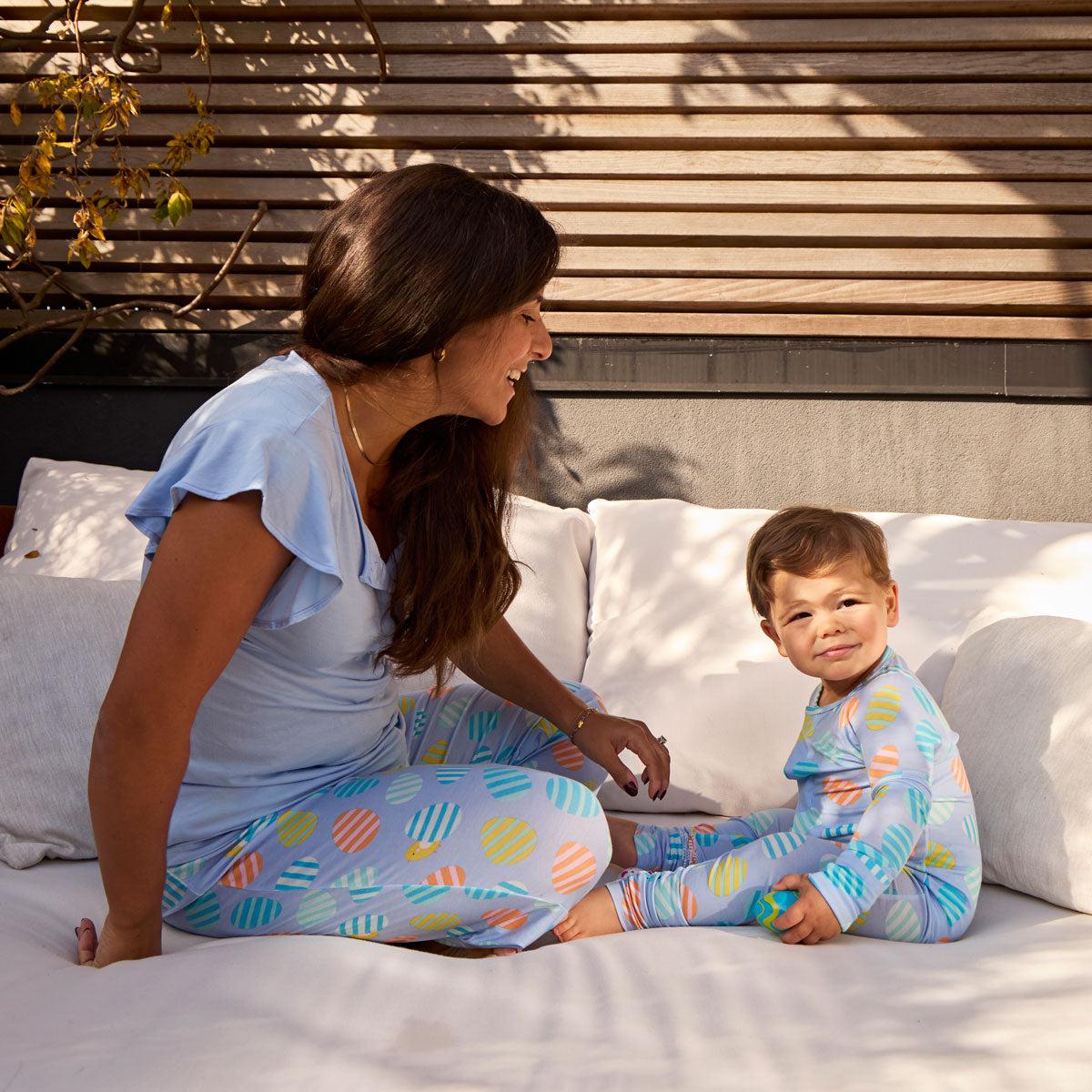 women's great eggspectations modal magnetic short sleeve jogger set-Magnetic Me