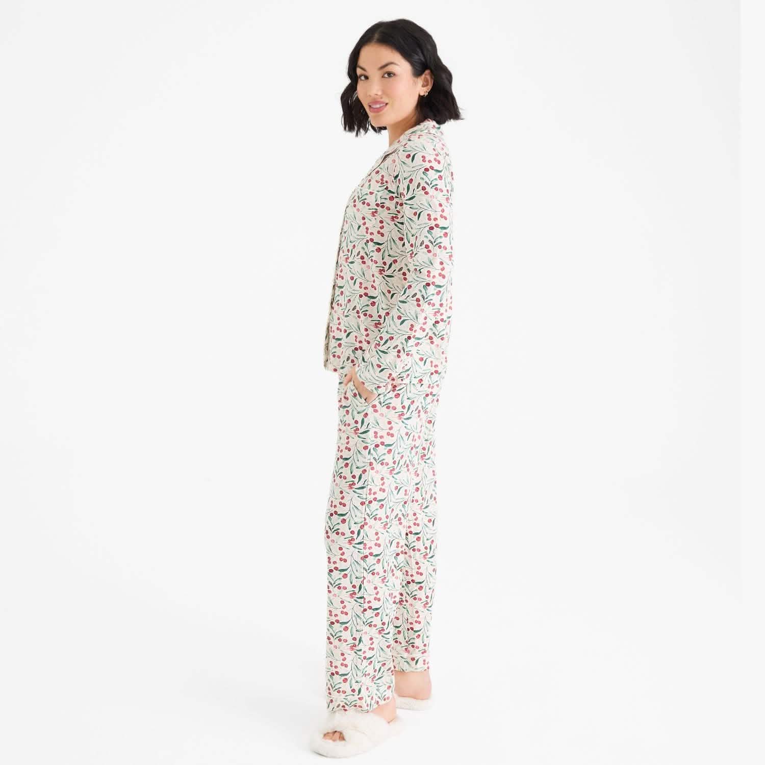 women's kiss me baby one more time modal magnetic classic with a twist long sleeve pajama set