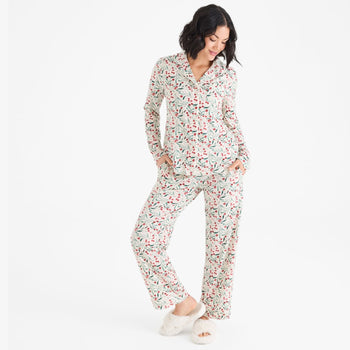 women's kiss me baby one more time modal magnetic classic with a twist long sleeve pajama set