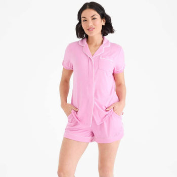 women's mauve modal magnetic classic with a twist short sleeve pajama set