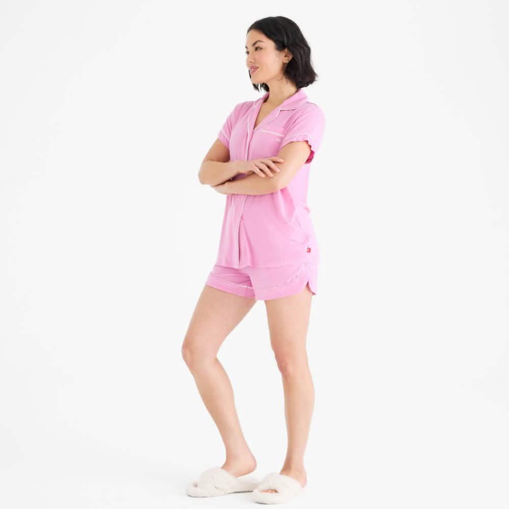 women's mauve modal magnetic classic with a twist short sleeve pajama set