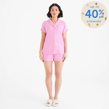 women's mauve modal magnetic classic with a twist short sleeve pajama set