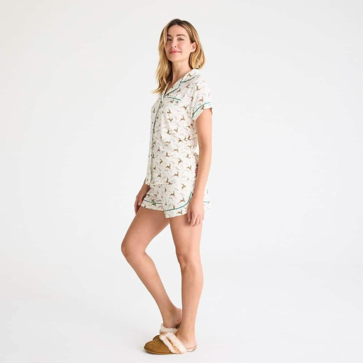 women's merry and bright modal magnetic classic with a twist short sleeve pajama set