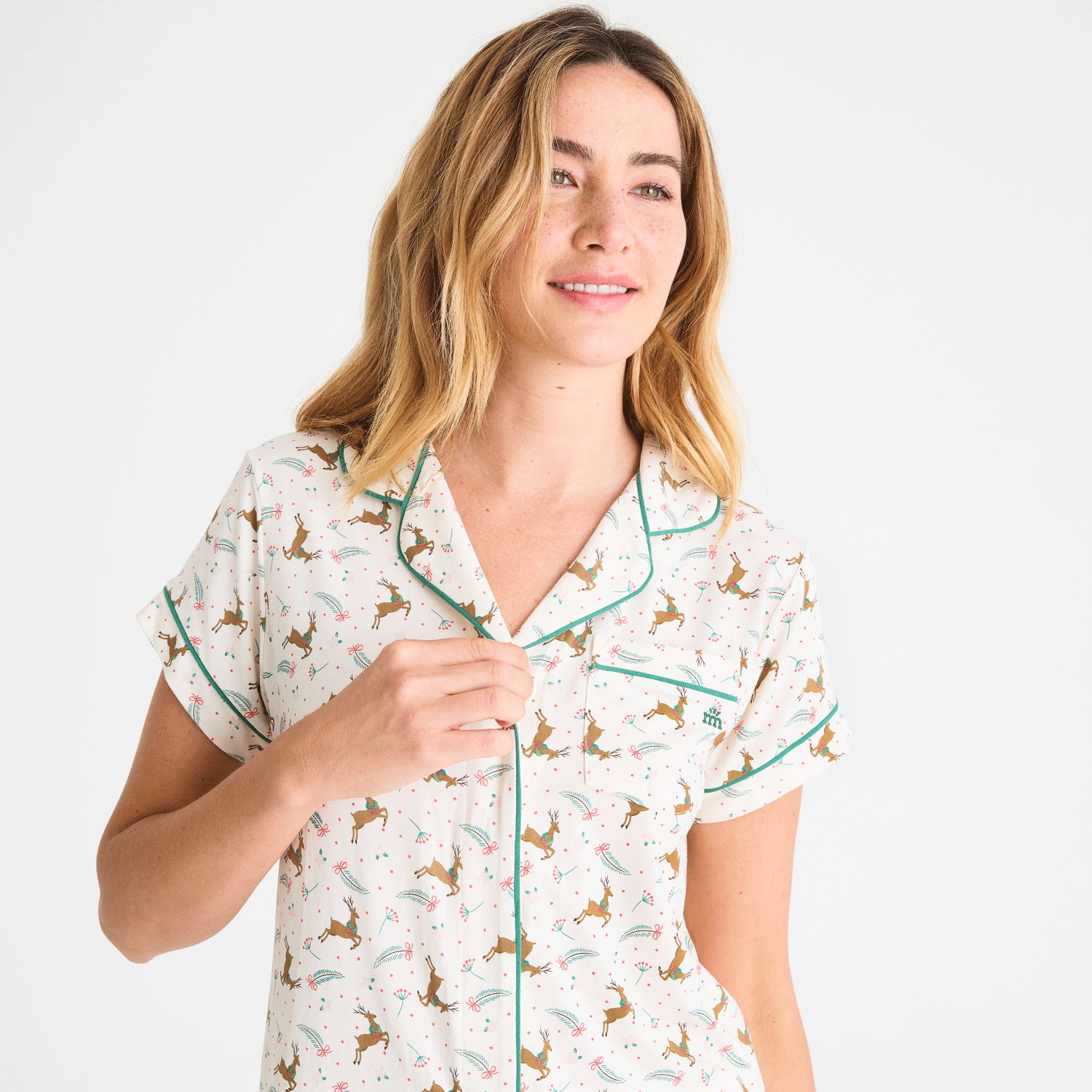 women's merry and bright modal magnetic classic with a twist short sleeve pajama set