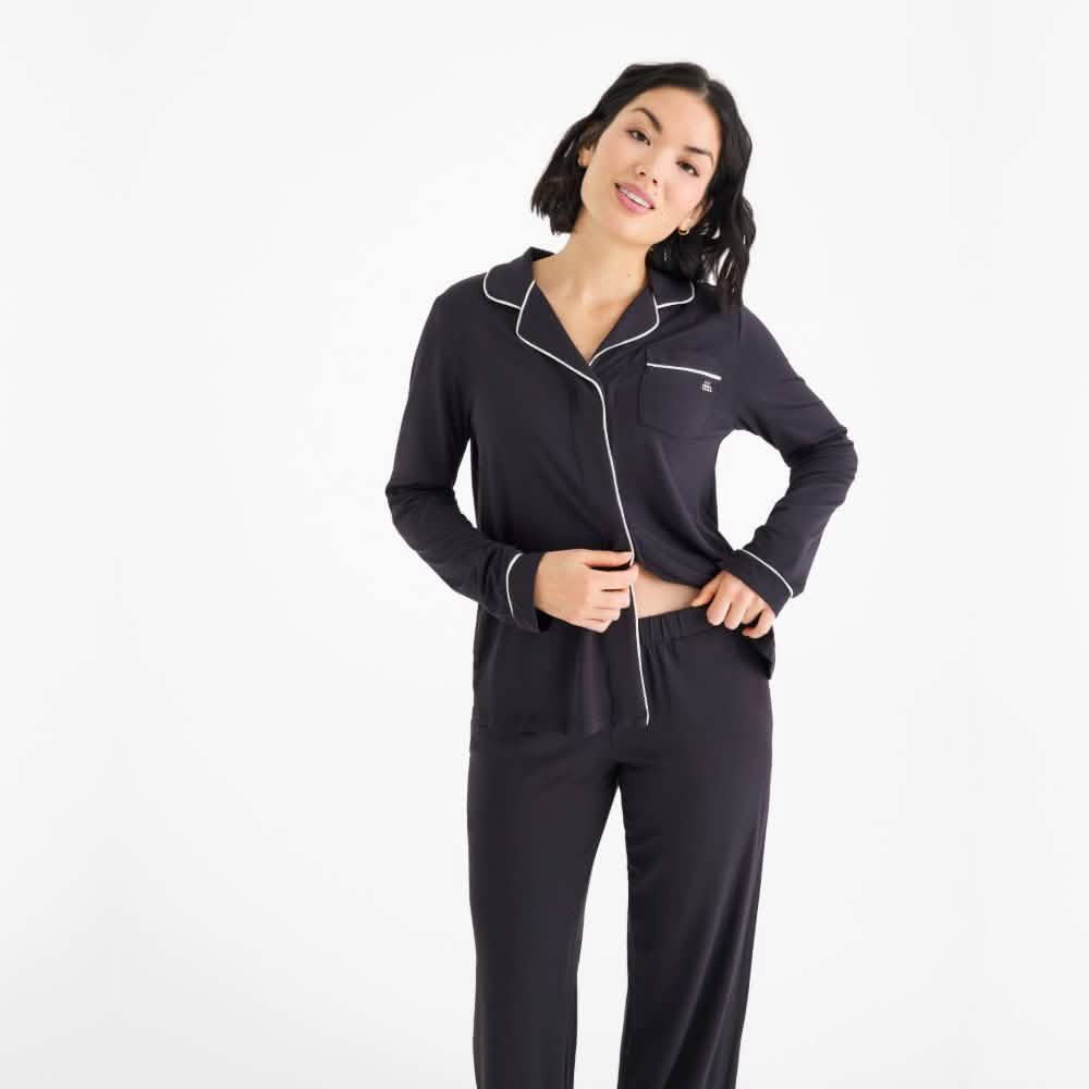 women's onyx modal magnetic classic with a twist long sleeve pajama set