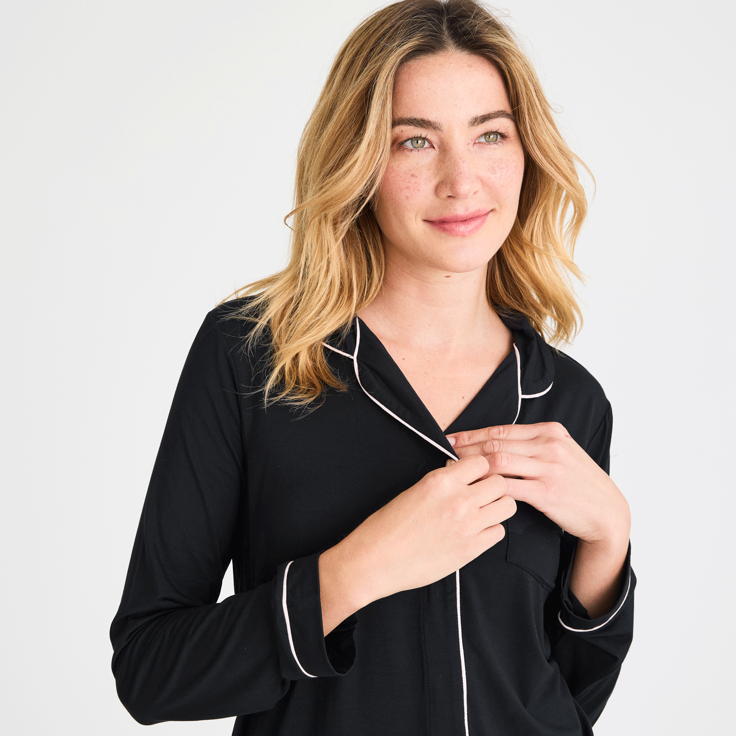 women's onyx modal magnetic classic with a twist long sleeve pajama set