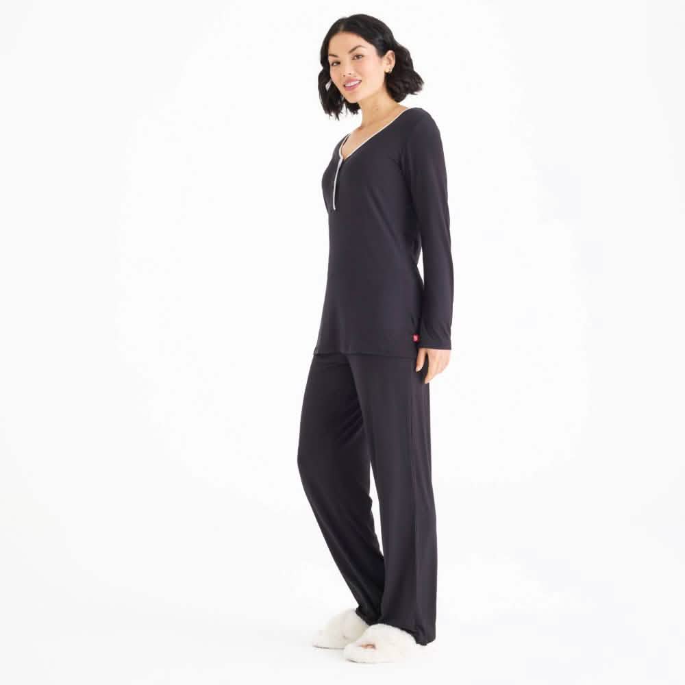 women's onyx modal magnetic signature long sleeve pajama set