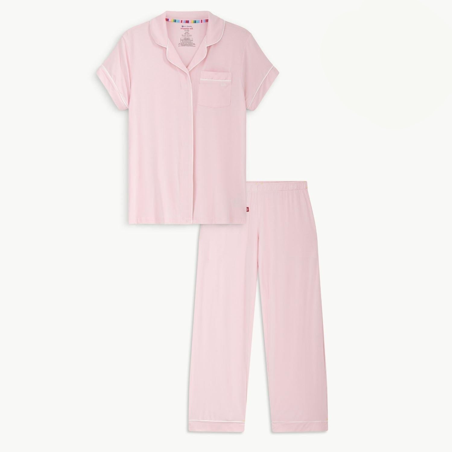 women's pink dogwood modal magnetic classic with a twist short sleeve pajama set