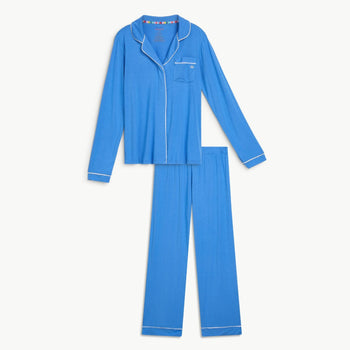 women's seaport blue modal magnetic classic with a twist long sleeve pajama set