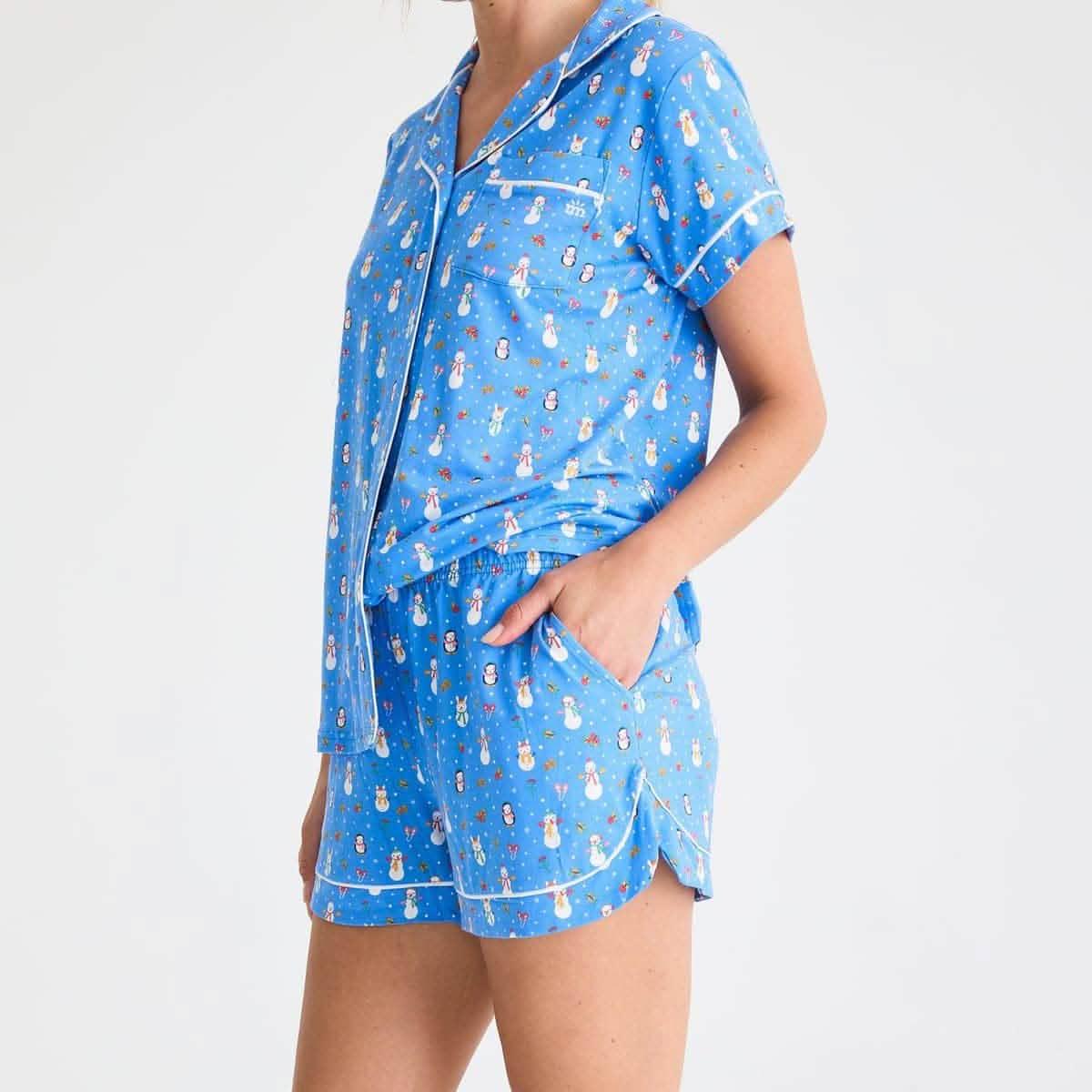 women's snow much fun modal magnetic classic with a twist short sleeve pajama set