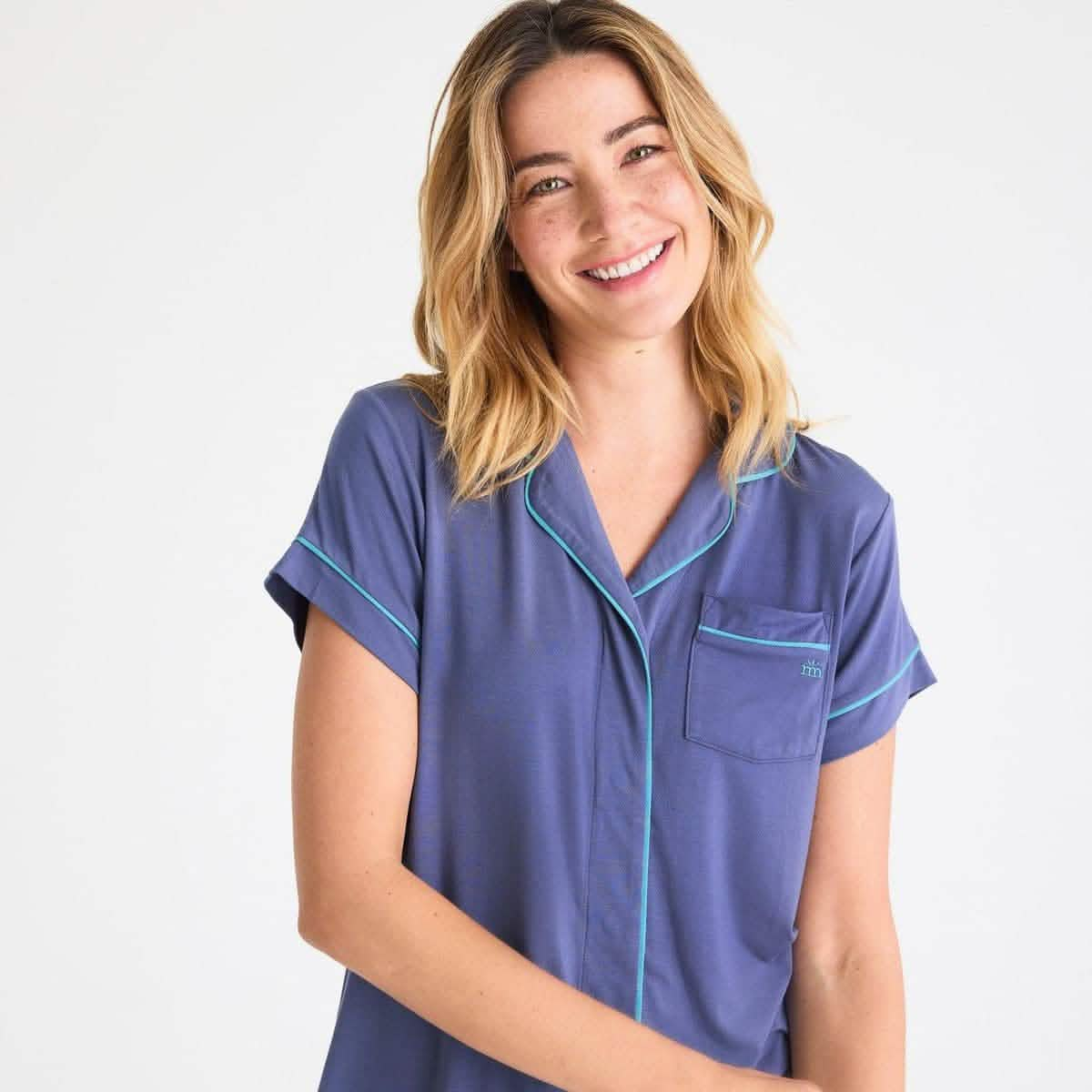 Women's short sleeve button up pyjamas hot sale