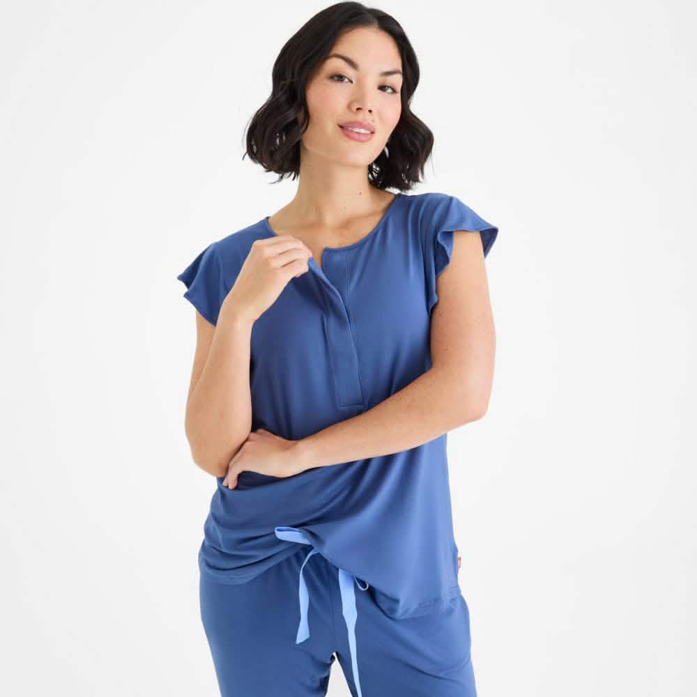 women's symphony blue modal magnetic short sleeve jogger set