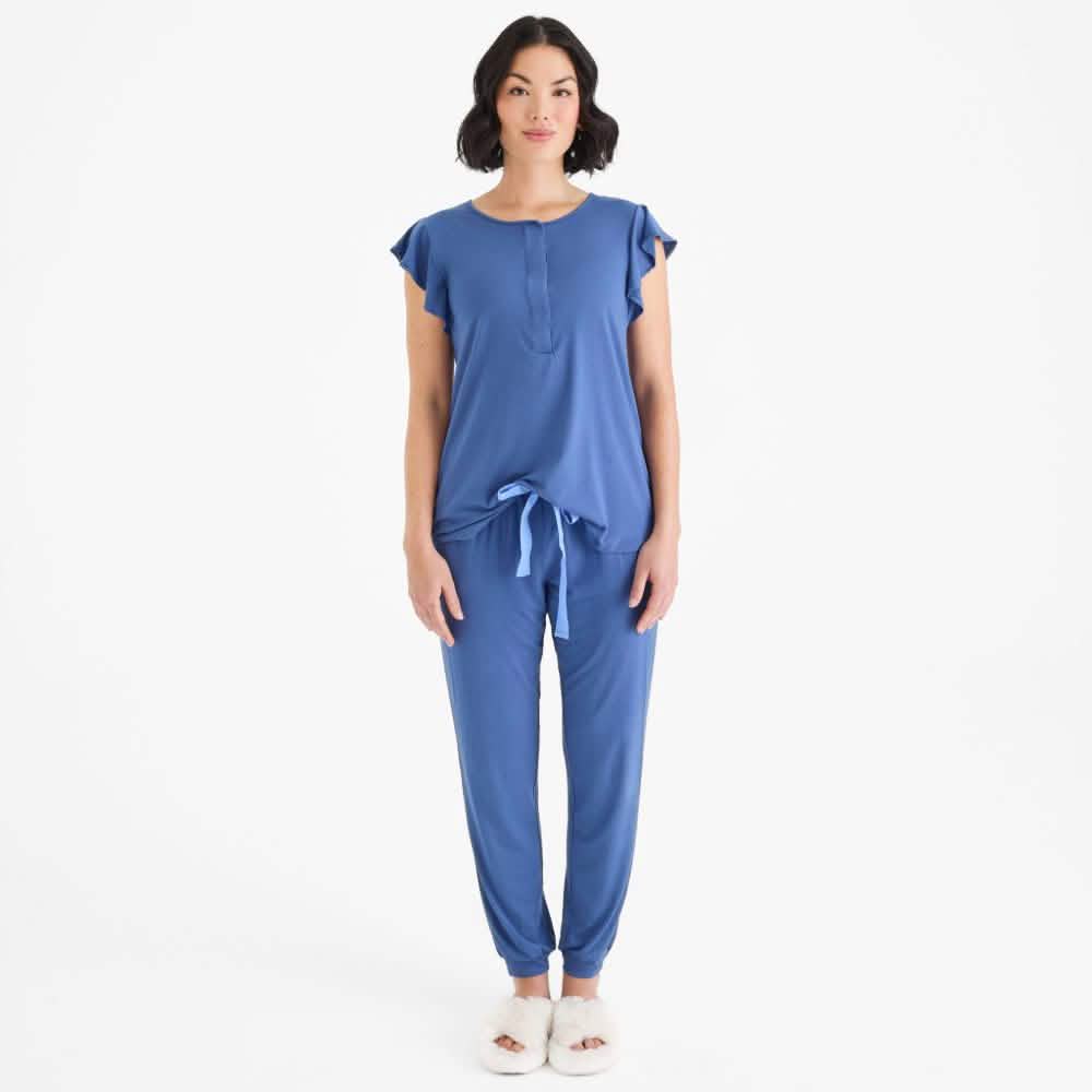 women's symphony blue modal magnetic short sleeve jogger set