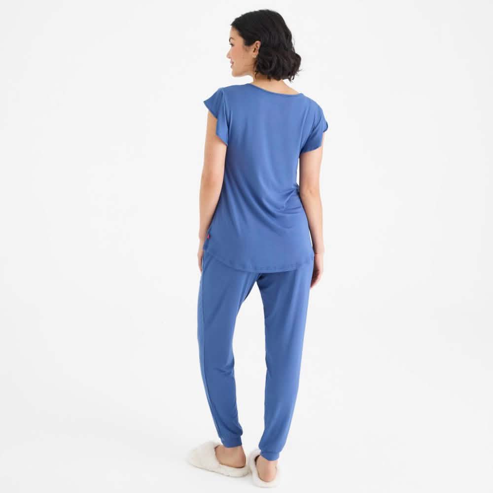 women's symphony blue modal magnetic short sleeve jogger set