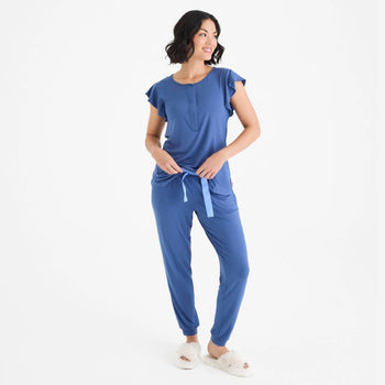 women's symphony blue modal magnetic short sleeve jogger set