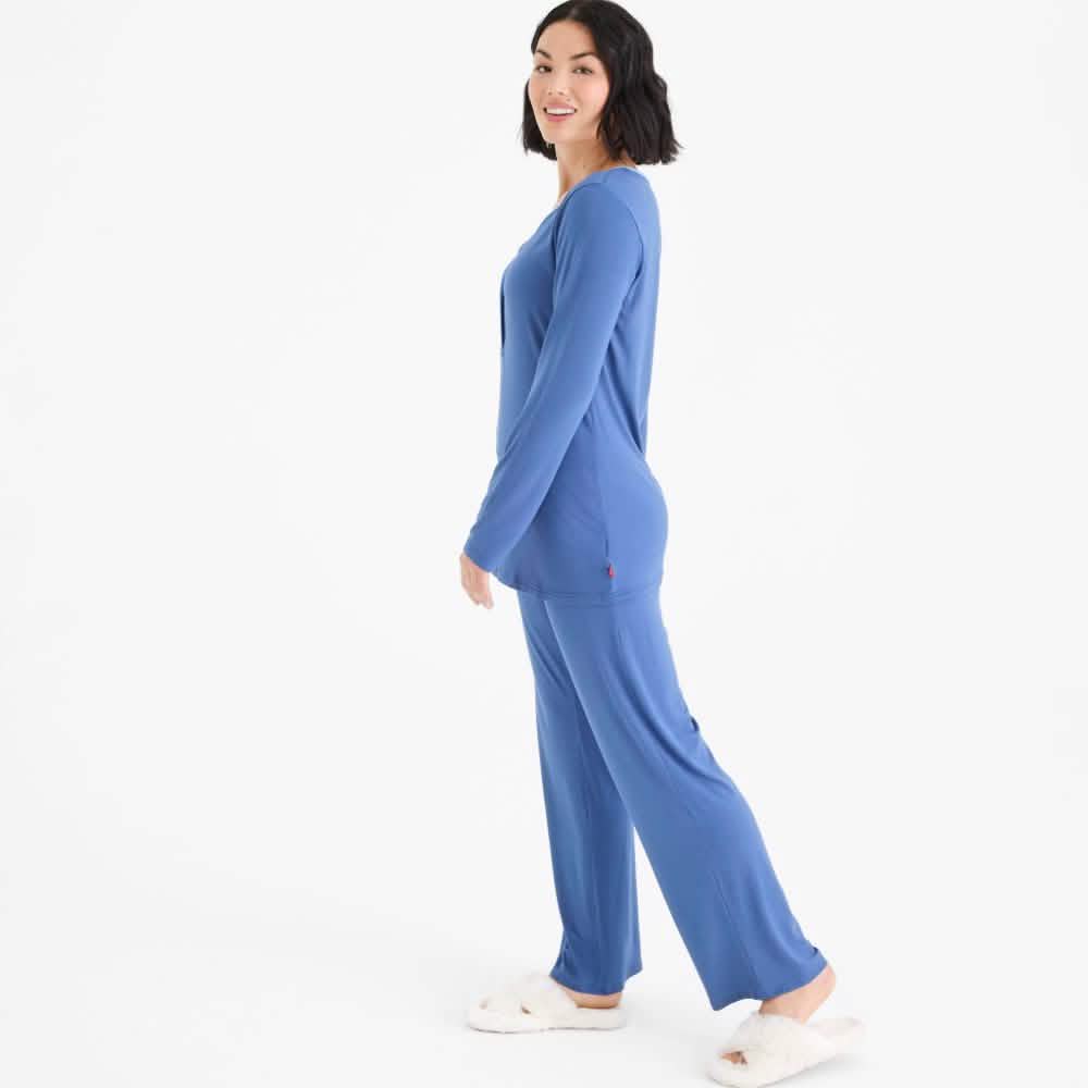 women's symphony blue modal magnetic signature long sleeve pajama set