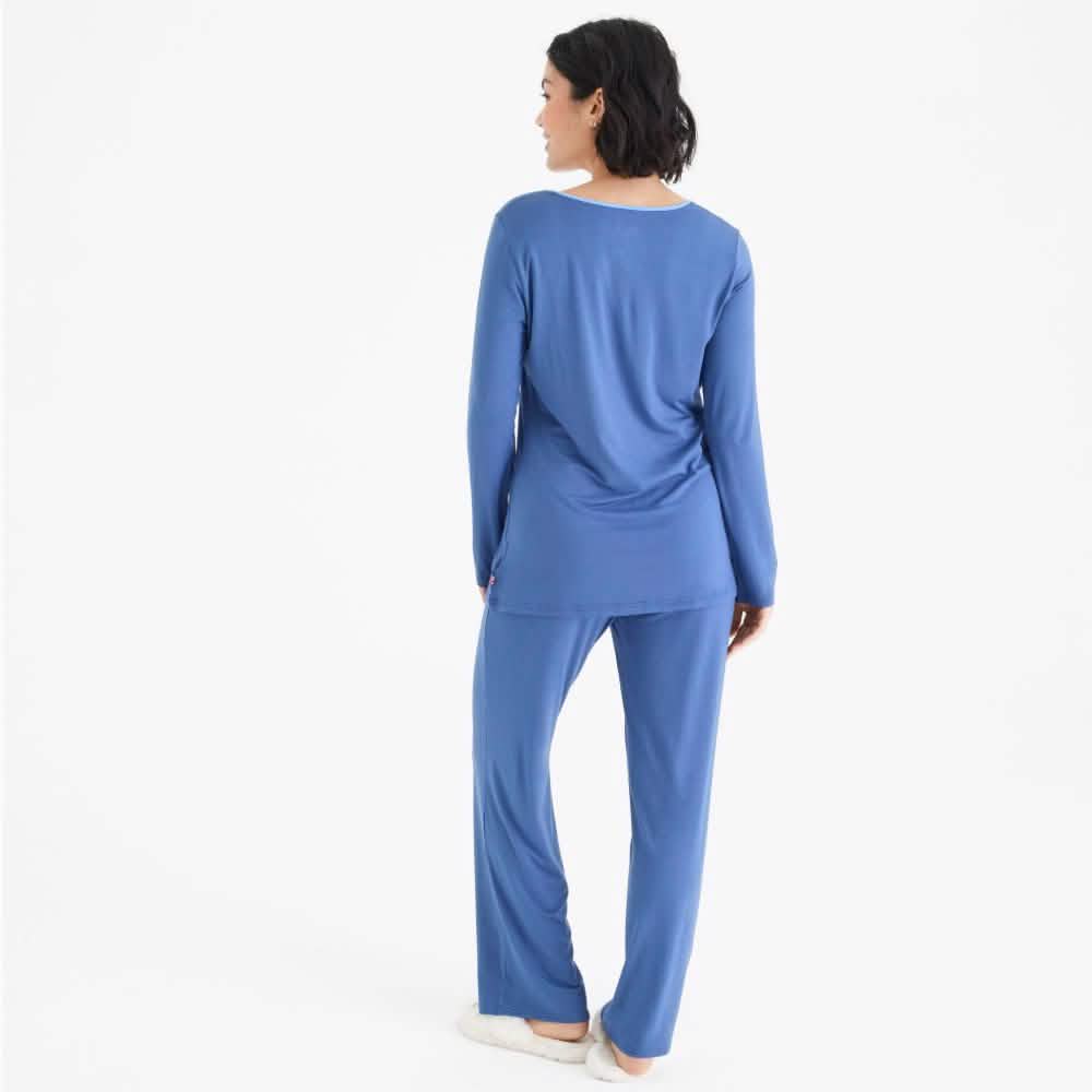 women's symphony blue modal magnetic signature long sleeve pajama set